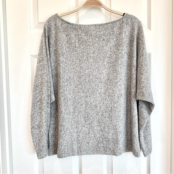 Heather Grey Soft Brushed Knit Dolman Long Sleeves Pullover Top - Picture 2 of 6